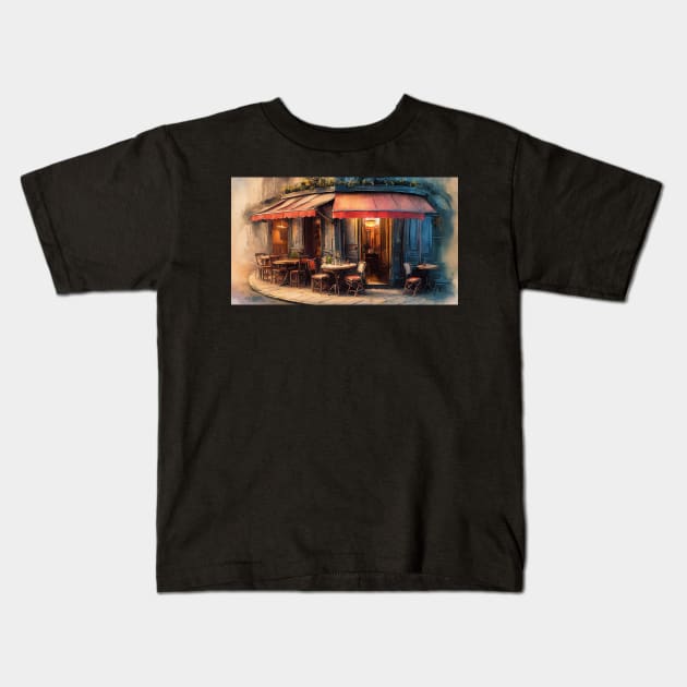 Sidewalk Cafe Kids T-Shirt by JimDeFazioPhotography